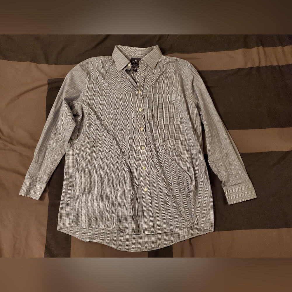 Stafford Travel Easy Care Broadcloth Long Sleeve Button Down Collared Shirt Grey